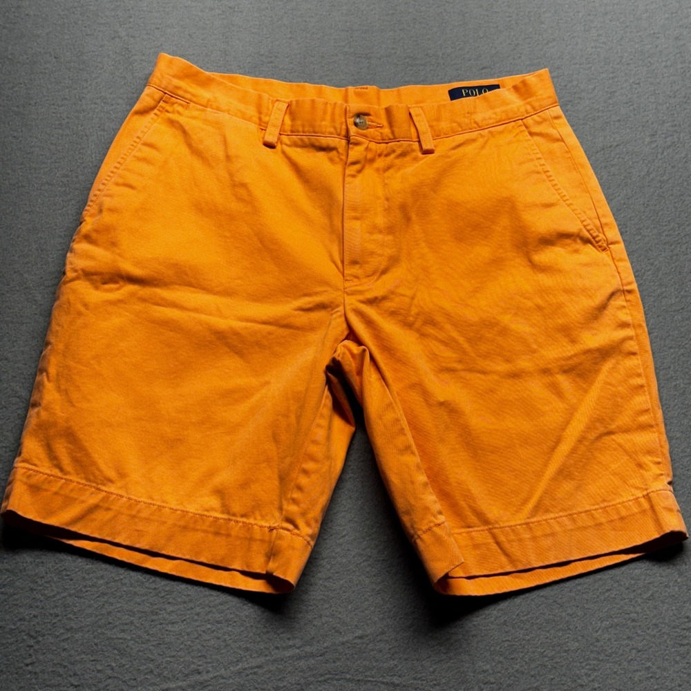 Polo Ralph Lauren Mens Classic Fit 9" Orange Cotton Twill Chino Shorts Size 30